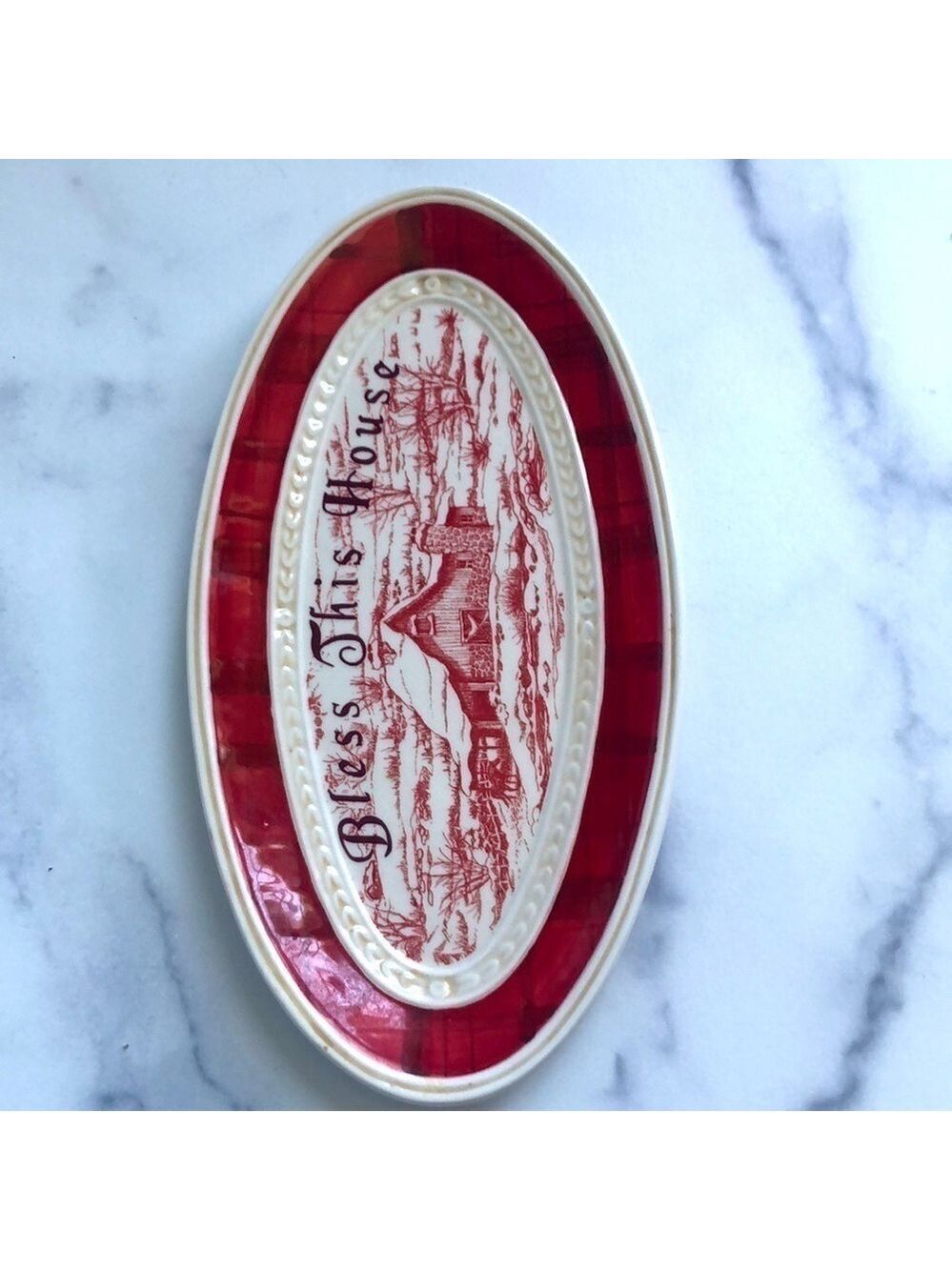 Fitz and Floyd Town Country Bless This House Ceramic Oval Plate - Picture 2 of 8
